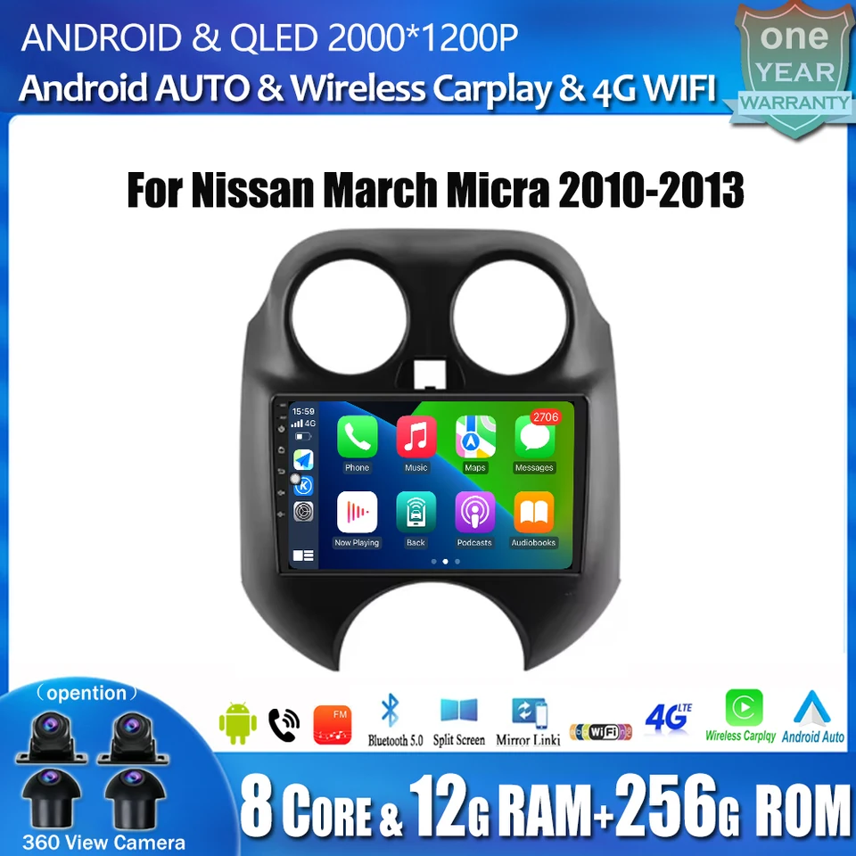 Rádio DSP Car for Nissan March Micra 2010 - 2013 Multimediálny hráč stereofónne bezdrôtové bezdrôtové pripojenie CarPlay GPS Navigation Android Auto Tools BT BT