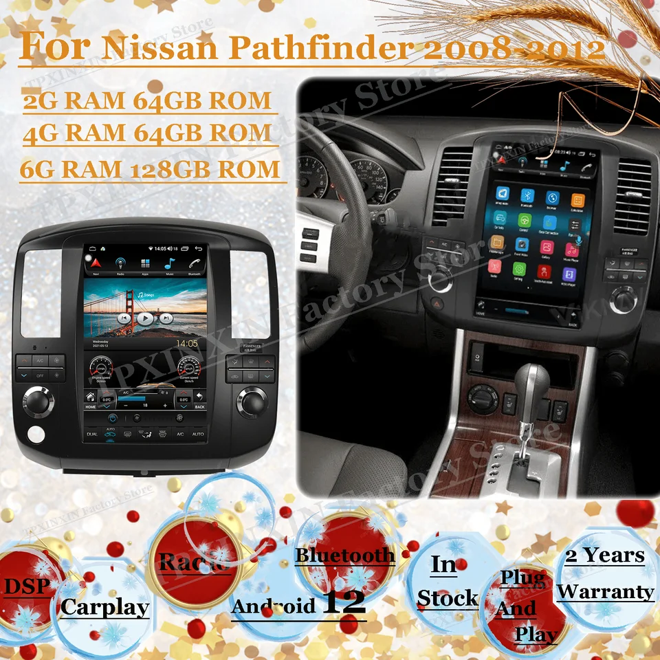 Rádio pre Android 12 pre Nissan Pathfinder 2008 2009 2010 2012 2012 GPS Navigačný prijímač automobilový multimediálny hráč Hlava Player Hlave Unit