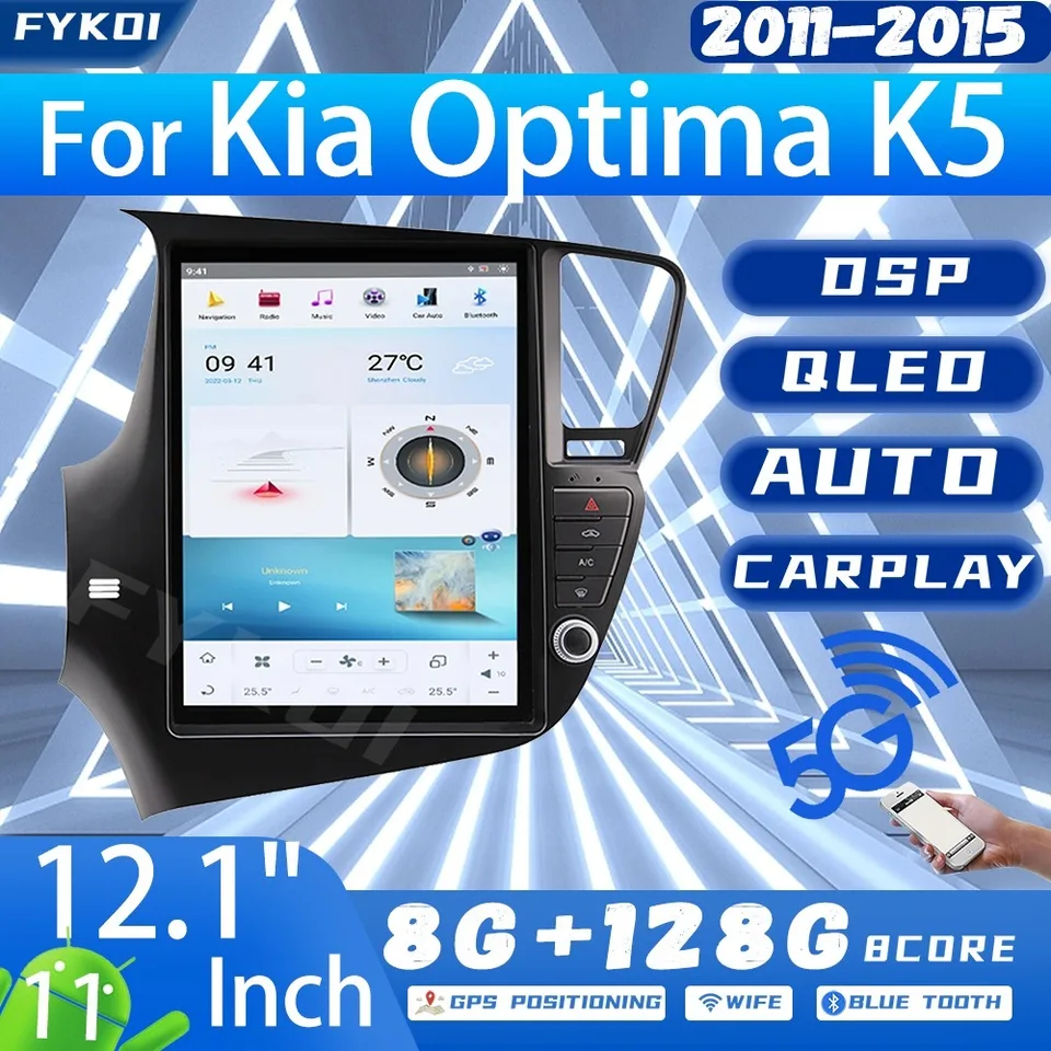 Rádio pre auto pre Kia Optima K5 2011-2015 Automobilový multimediálny multimediálny CarPlay Android Auto Bluetooth Tesla v štýle GPS Navigation WiFi WiFi