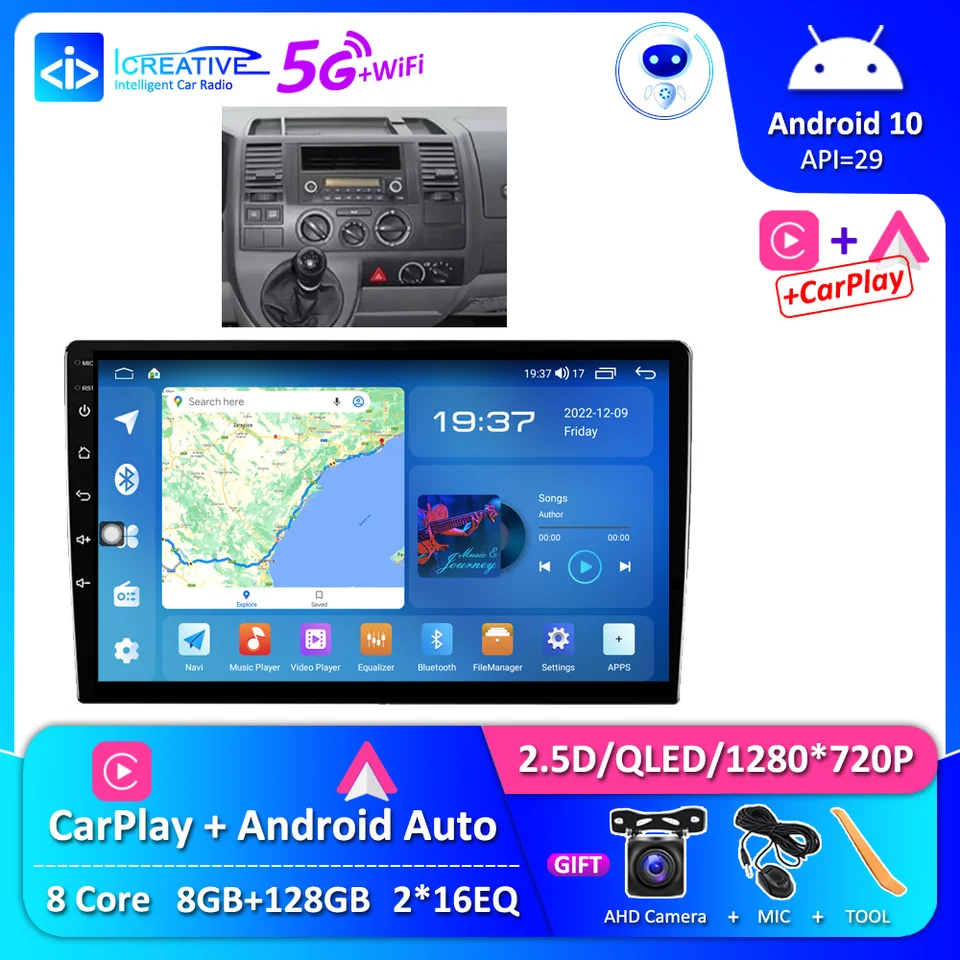 Rádio pre auto pre Volkswagen VW Multivan T5 2008 2009 GPS Navigation Multimedia Player Qled stereofónny DVD 8+128 UIS7862 AI Voice Hu DVD