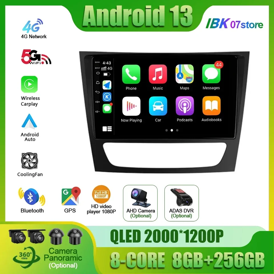 Rádio pre autá pre Mercedes Benz e Class S211 W211 CLS trieda C219 Android 13 multimediálny prehrávač DSP DSP Wireless CarPlay Auto 8 Core DSP