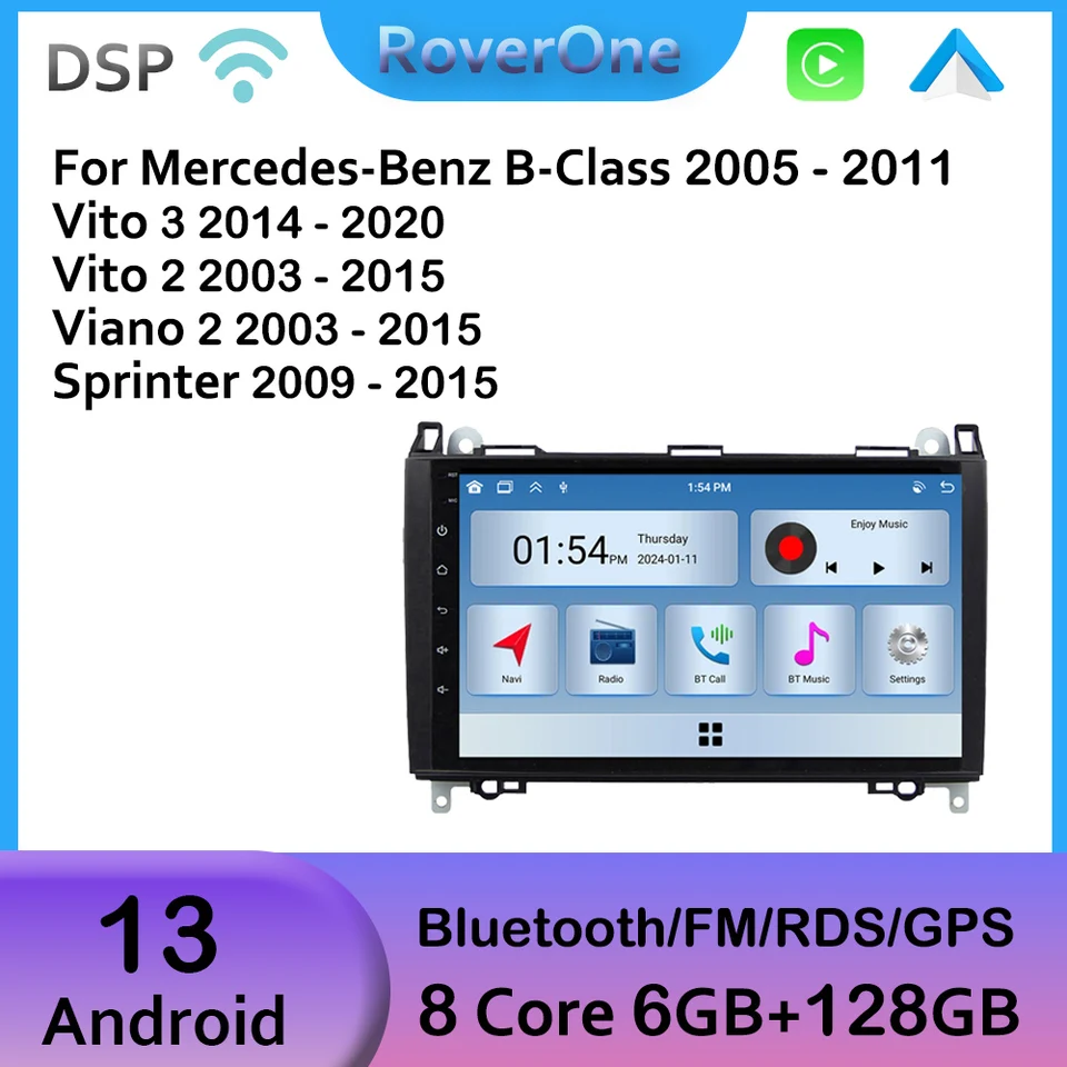 Rádio Radio GPS príslušenstvo pre GPS pre triedu Mercedes -Benz T245 2005 -2011 Vito W447 2014 -2020 W639 Sprinter CarPlay Android Android