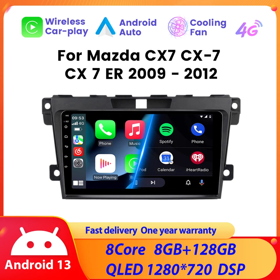 Rádio s obrazovkou pre obrazovku pre Mazda CX7 CX -7 CX 7 ER 2009 - 2012 Multimediálny video prehrávač navigácia GPS CarPlay Android Auto 4G WiFi