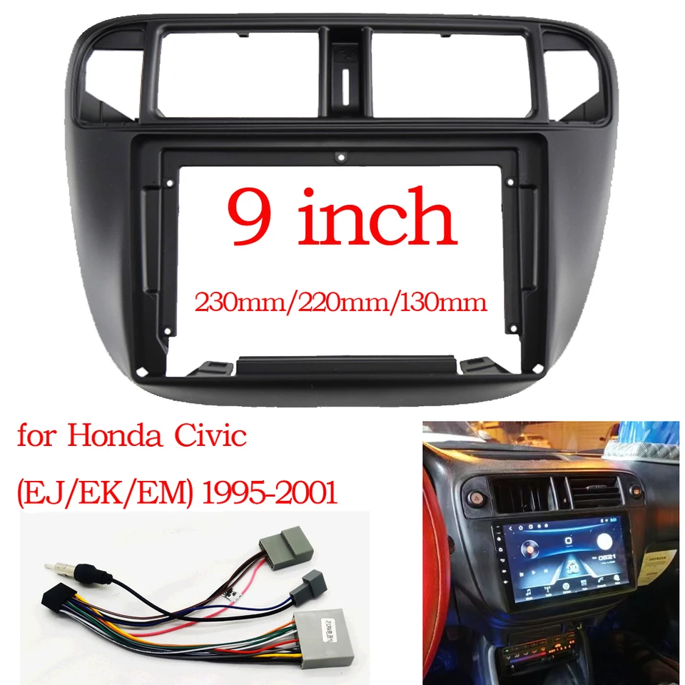 Rádiový panel s 9 palcovými automobilmi pre Honda Civic (EJ/EK/EM) 1995-2001 Dash Kit nainštalujte adaptér FACIA CONSOL REZEL PLATKA ORIC ORIC
