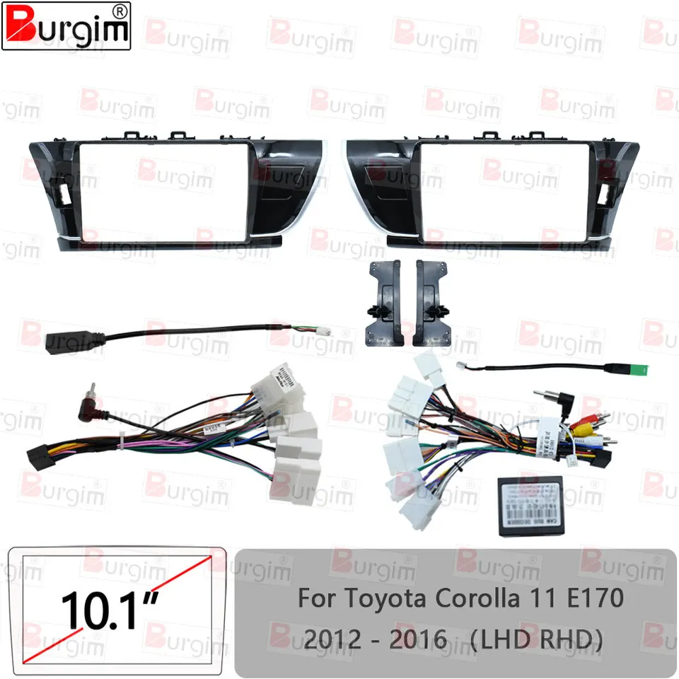 Rádiový rádiový fascia pre Toyota Corolla E170 2012-2016 10 palcov 2Din stereofónny postrojový postroj napájací kábel adaptér Canbus