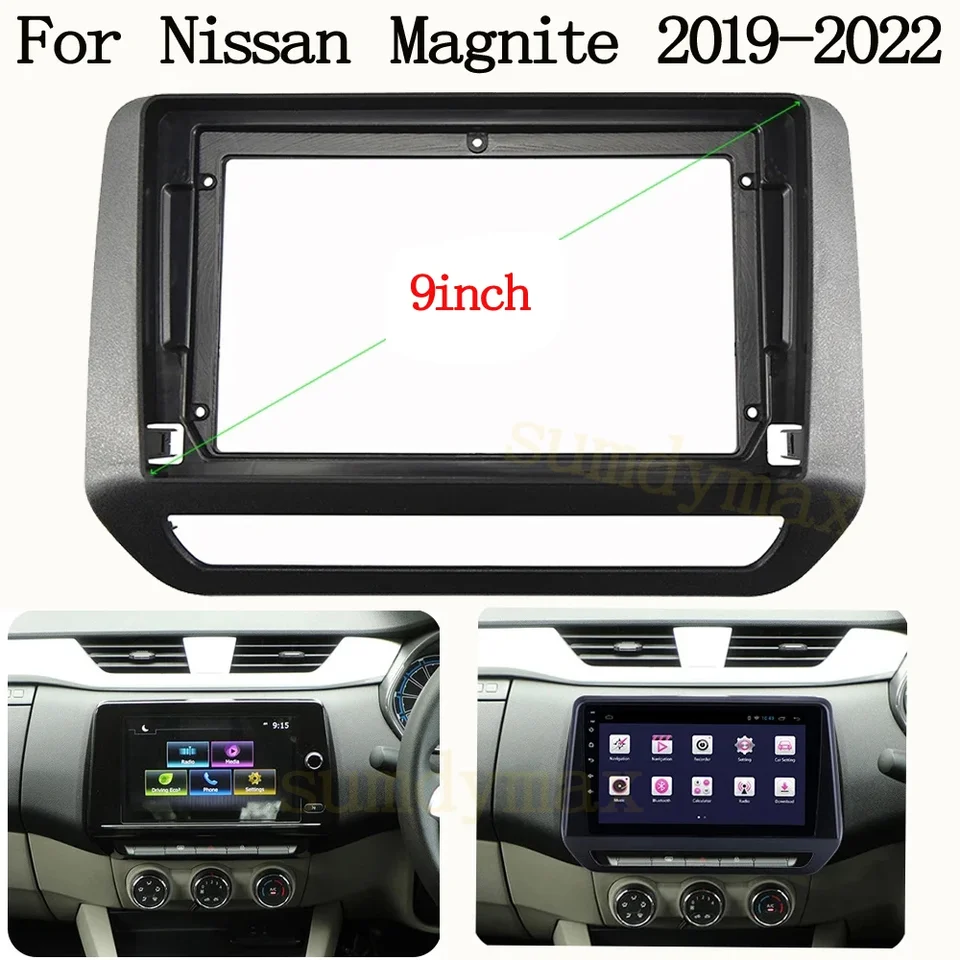 Rádiový rámec pre rádio fasciu pre Nissan Magnite 2019-2022 Dash Kit Instant Facia Console rám 9inch 9inchový adaptér Plate Tink Tink
