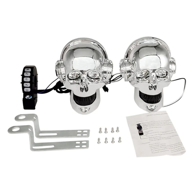 Rádiový systém motocyklový vodotesný reproduktor lebka subwoofer Bluetooth kompatibilný mp3 prehrávač Motorbike stereofónny systém