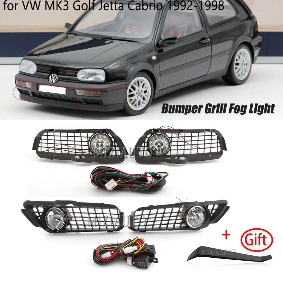 Rám hmlového svetla pre Volkswagen VW Golf 3 Mk3 Jetta Cabrio 1992-1998 Predný nárazník Hmlové svetlá mriežky