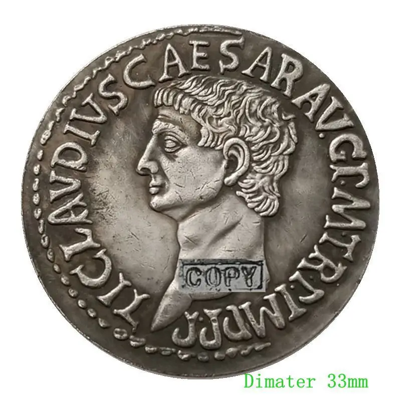 Rímska stará minca Claudius Replika Coin mosadz materiál Zbierka dekorácie Pamätný odznak mincí