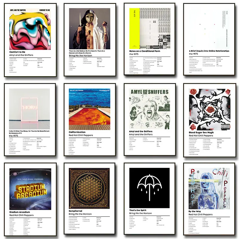 Rôzne populárne albumové plagáty Alternatívne albumy hudba Bibliografie Singers Canvas Painting Wall Art Room Home Decor Darček