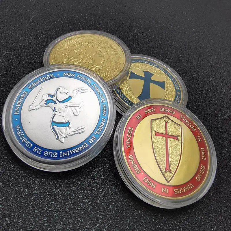 Rôzne slobodomurársky rytier Templár Cross Gold Silver Coin Soldier Crusader suvenír