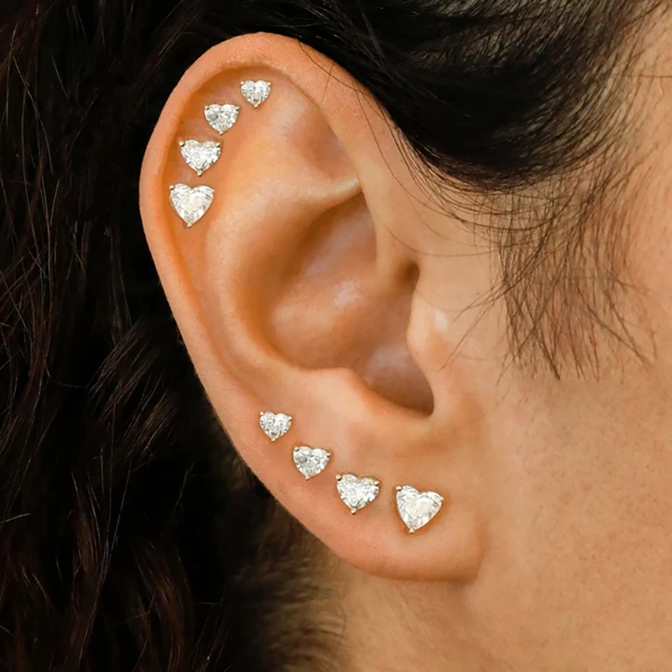 Rôzne veľkosti kryštálov náušnice pre ženy srdečné čisté náušnice zirkónovej pre ženy pre mužské uši doplnky Earing Jewellry E342