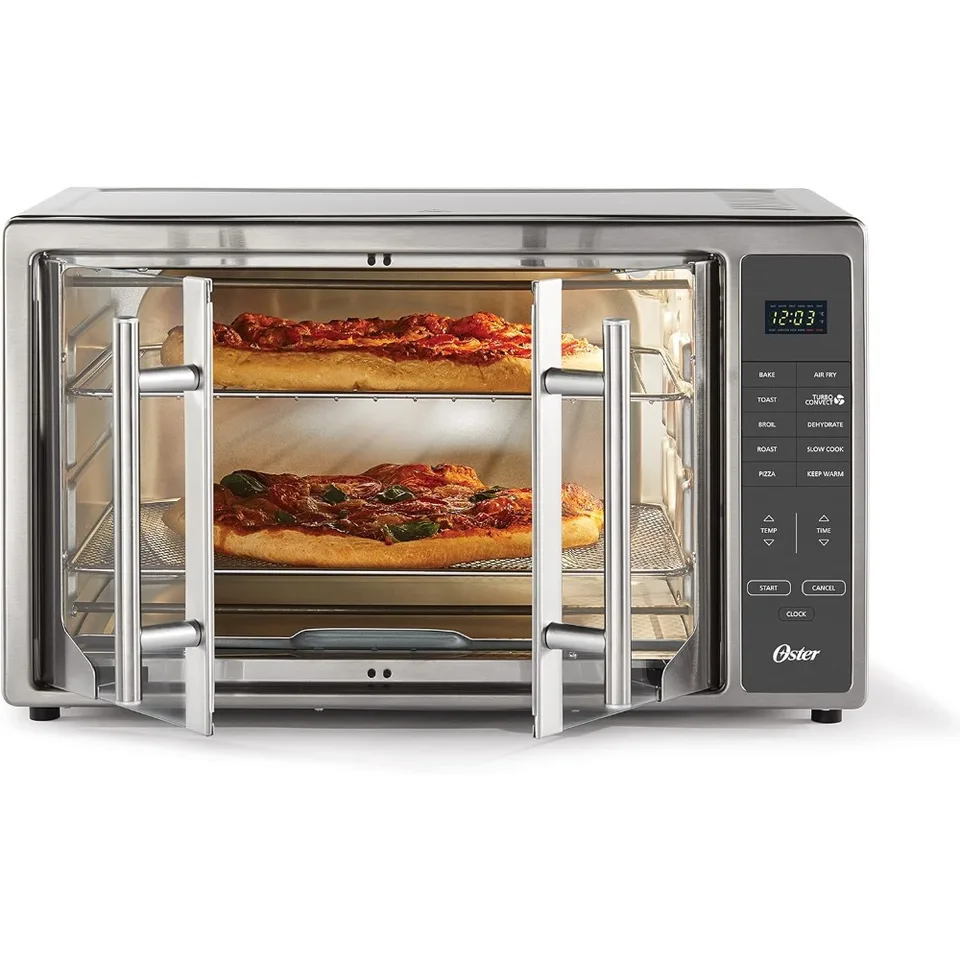 Rúv Air Fryer, hriankovač 10-v-1, dostatočne veľký na 2 pizzy, francúzske dvere z nehrdzavejúcej ocele, xl
