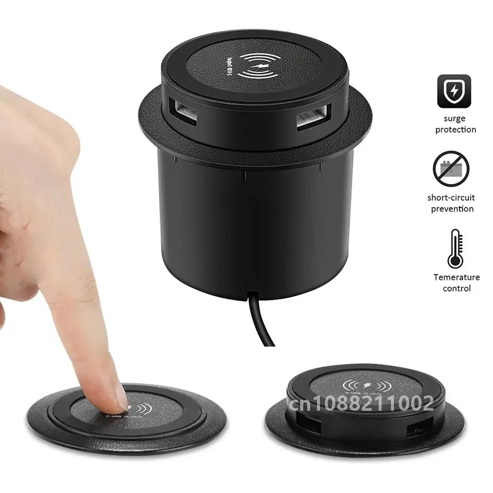 Rýchla bezdrôtová nabíjačka Pop-up Deskop vložená rýchla bezdrôtová nabíjačka s USB port 30W Universal pre smartfón iPhone Xiaomi