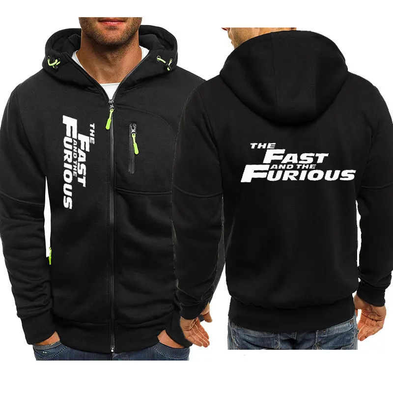 Rýchle a zúrivé kapucňa bunda móda New Man's Hoodied Pohodlné zipsové príležitostné mikiny fleece mikiny bunda mikina