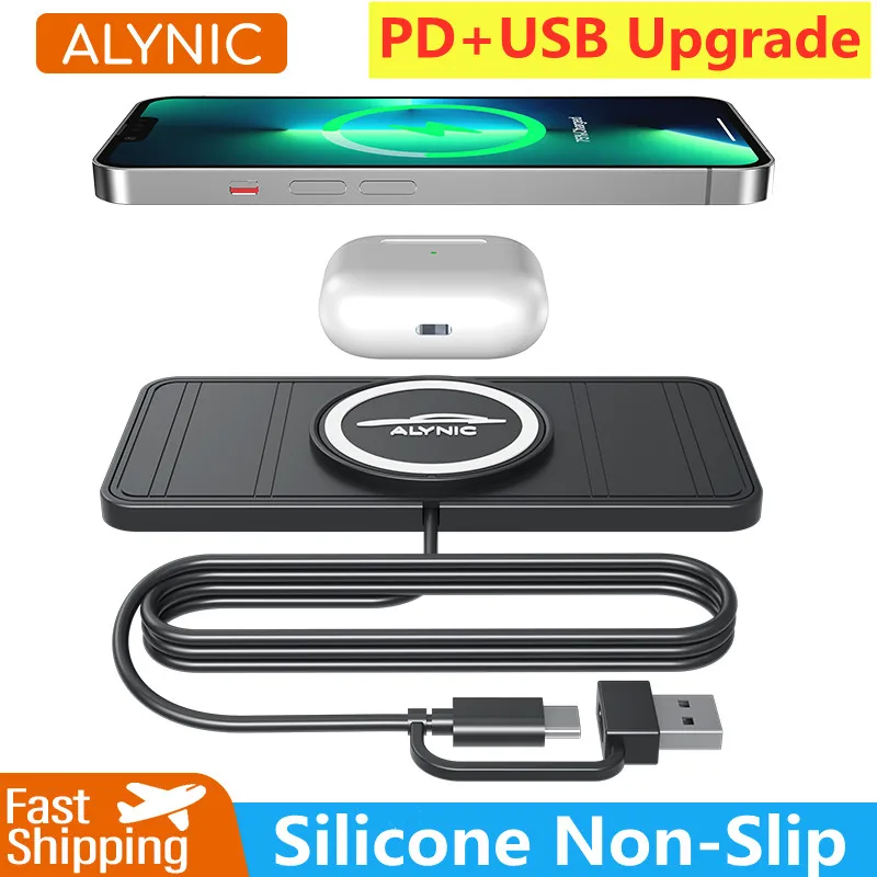 Rýchle bezdrôtové nabíjacie auto silikónové podložka Mat stojan pre iPhone 16 15 14 13 Xiaomi Samsung Huawei Mobilný telefón Car Wireless nabíjanie