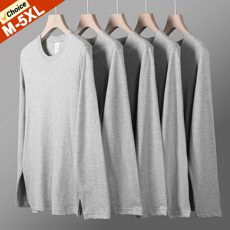 Rýchle dodávka tričká Men Top Tees Mužské spodné prádlo Jeseň Cotton Základné tričká plus veľkosť 4xl 5xl mužské oblečenie pod košeľami denne