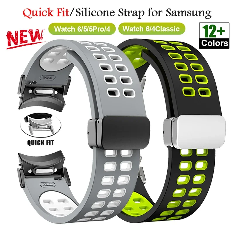 Rýchle fit popruh pre Samsung Galaxy Watch 4/6 Classic 47 mm 43 4/6/5 40 mm 44 Magnetic Buckle Silikone Band pre Galaxy Watch 5 Pro
