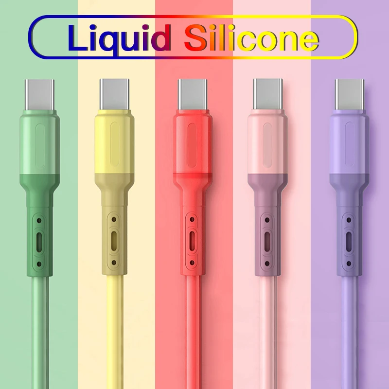 Rýchle nabíjanie USB C kábel typu C Kvapalný kábel Soft Silikone Data pre Huawei Xiaomi 1/1,5/2M mobilný telefón USB-C nabíjačku USB-C nabíjačku USB-C