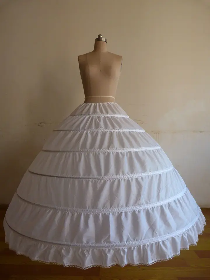 Rýchle preprava biela/čierna 6 obruče Petticoat Crinoline Slip Underkirt pre svadobné šaty svadobné šaty na sklade 2018