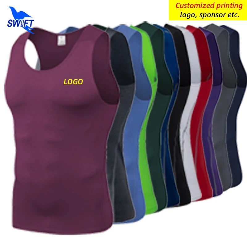 Rýchle suché kompresné rukávy bez rukávov bežiace košele muži Men Gym Panness Tank Tops Tops High Stretch kulturistické vesty letné oblečenie Prispôsobiť sa