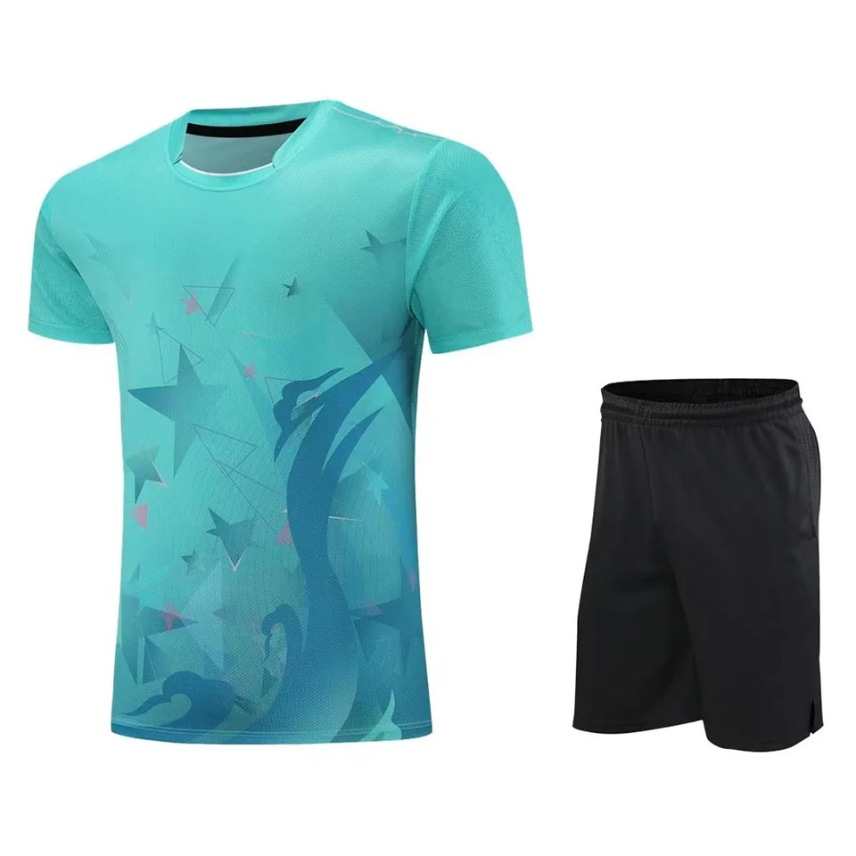 Rýchle suché stolné tenisové súpravy pre mužov DEPE DETS 2024 Nová módna tlač krátke rukávy tenis ping pong bedminton dres set