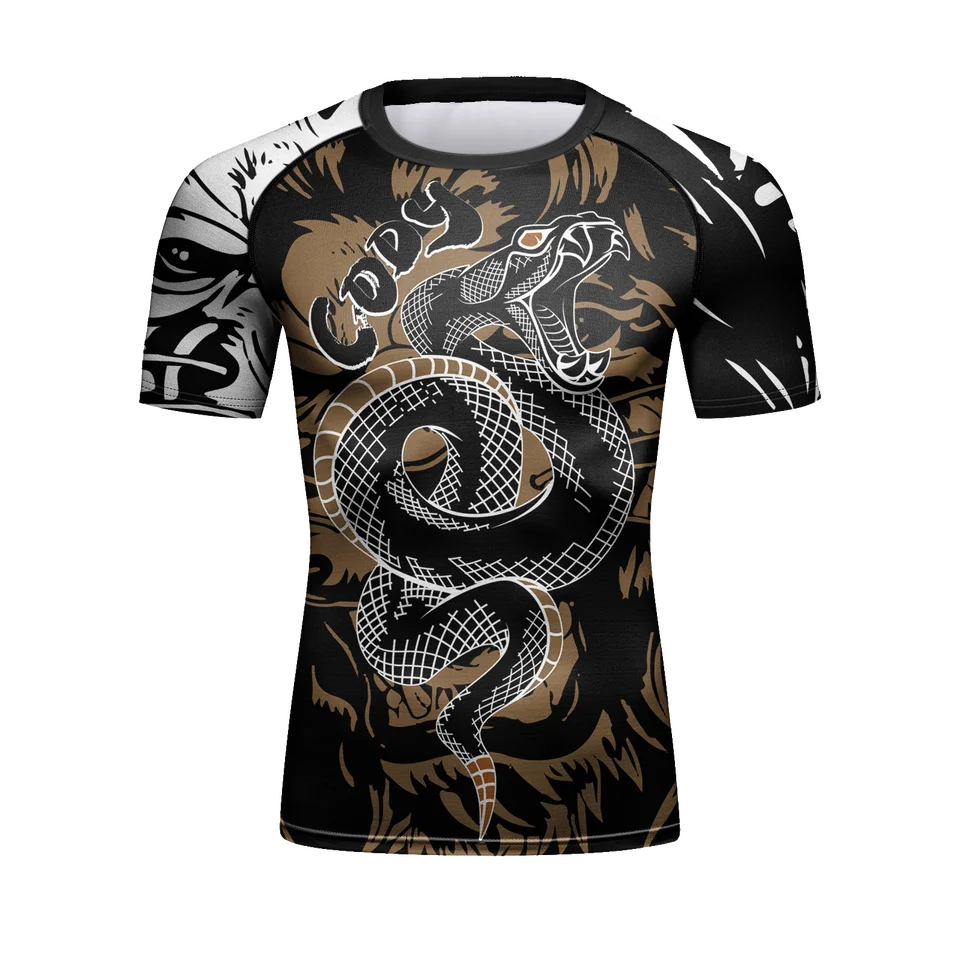 Rýchle suchý MMA BJJ Rashguard Polyester T tričká pre 3D tlačenú sublimačnú tlač Pánska telocvičňa Fitness Pánske oblečenie