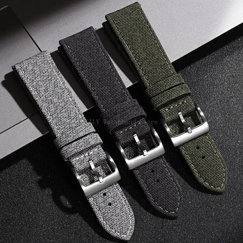 Rýchle uvoľnenie hodinky Men Dámske nylon kožené kapela Univerzálna vojenská tkanina kožená kožená náramok Army Sport náramok 20 mm 22 mm