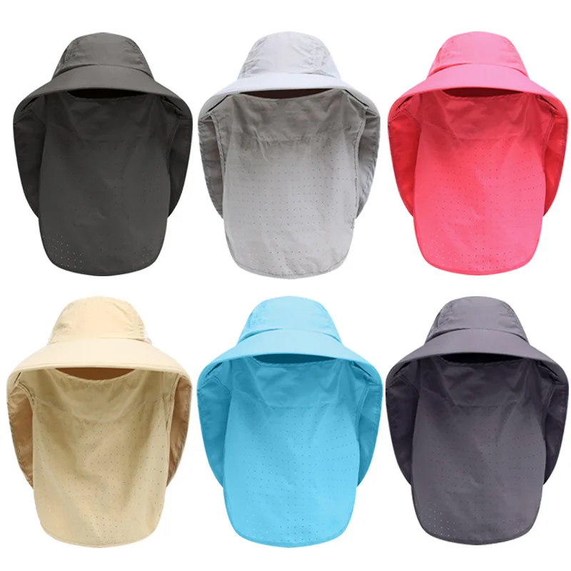 Rýchlo sušené vodoterné muži Ženy slnečné klobúky Outdoor Face Mask široké okrajové klobúky s klapkou s klapkou na rybárske lovecké turistické safari