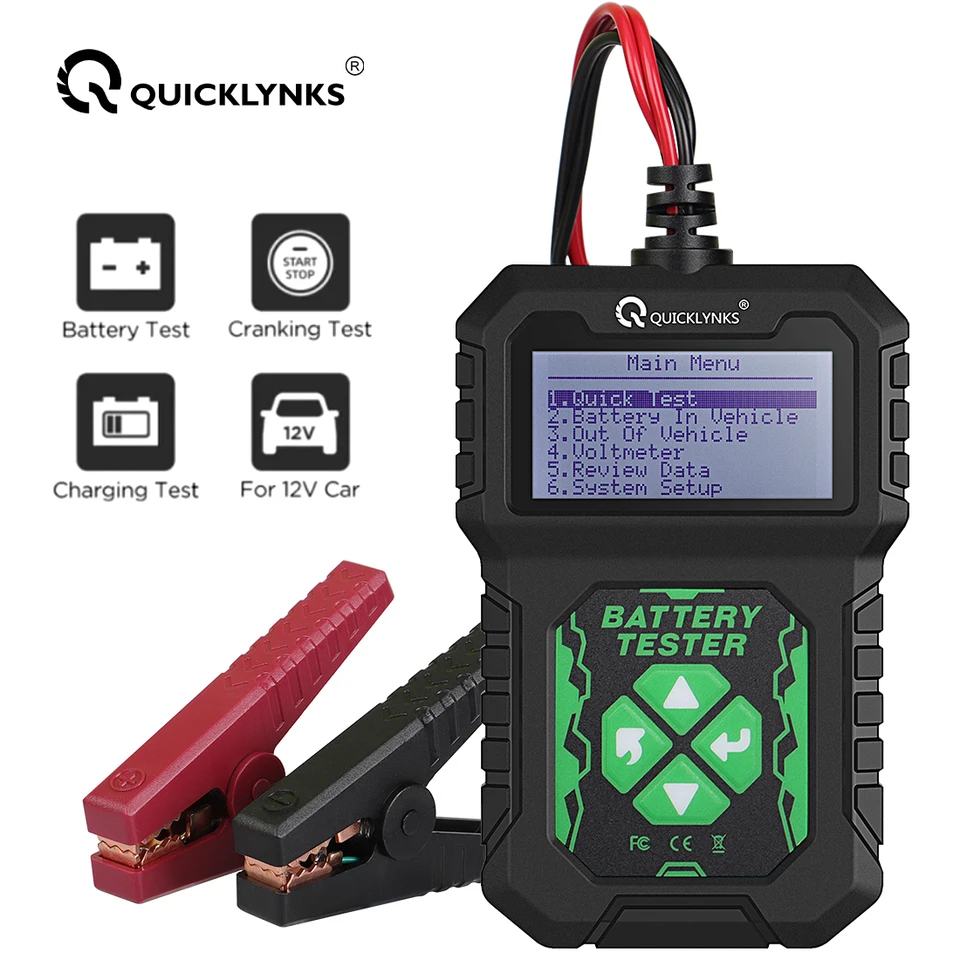 Rýchlonks BA107 12V Tester Tester batérií Cranking & Cranging Test Automatické analyzátor batérie Testovací nástroj na testovanie batérie PK KW208 BM550