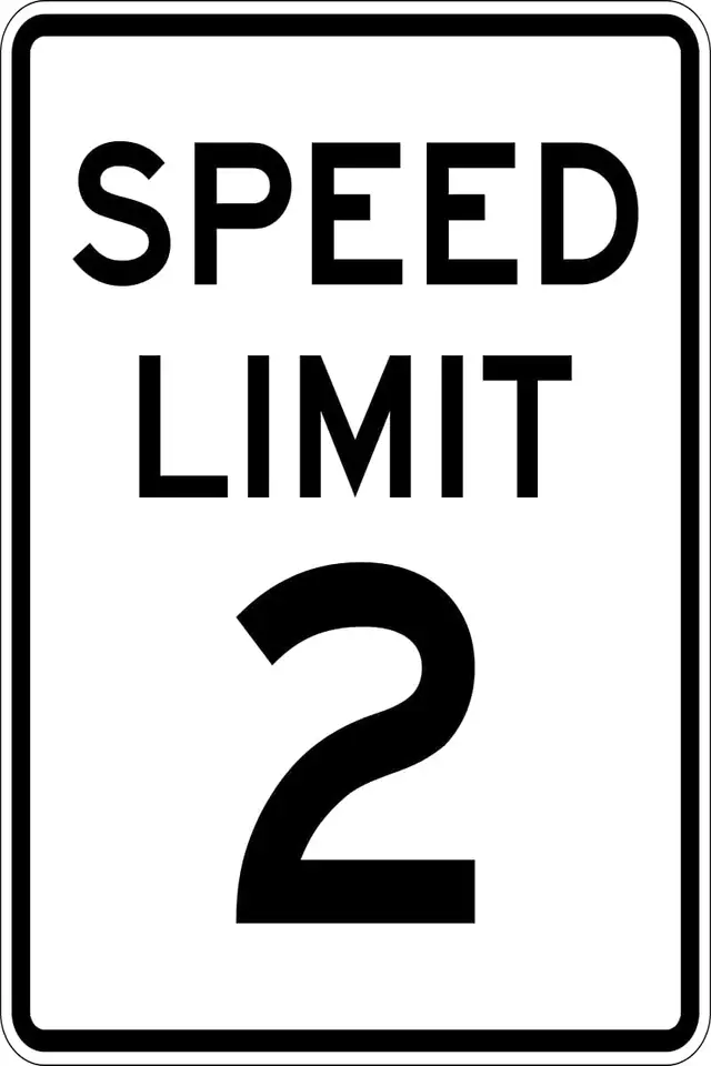 Rýchlostný limit 2 km/h, výstražná dopravná cesta na ulici Kov Cín, chránené a vodotesné plechové znaky bez hrdze pre vnútorné/ou