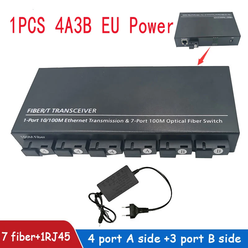 Rýchly konvertor prepínača Ethernet 20 km Ethernet Fiber Optické médiá prevodník Jeden režim 1 RJ45 7 SC Fiber Port 10/100M 7F1E