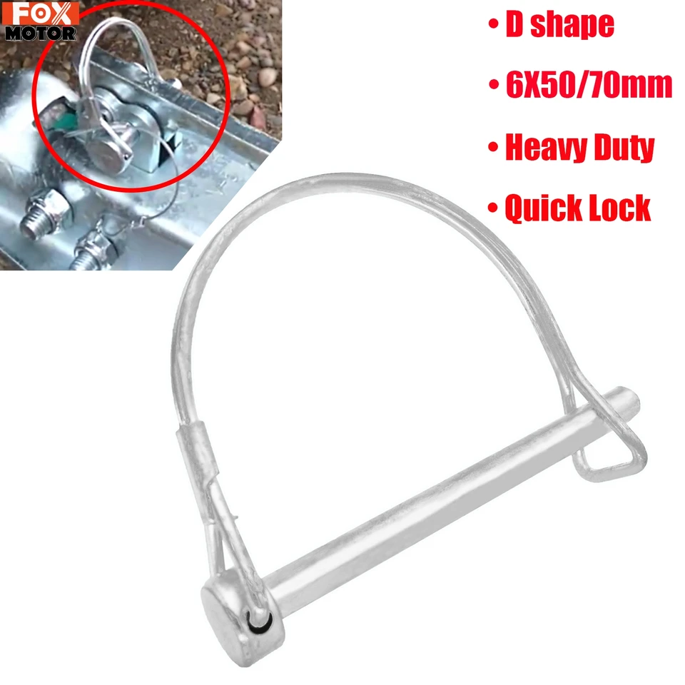 Rýchly príves Coupler Bezpečnostný zámok Snap Pin Lock 1/4 ”6 mm Dia x 50 mm 70 mm D krúžkový okrúhly oblúk vleč