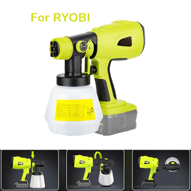 S 200 W 800 ml elektrický rozprašovací pištoľ bezdrôtového nábytku nábytku na nábytok oceľovej kefky pre elektrický náradie Ryobi 18V batérie