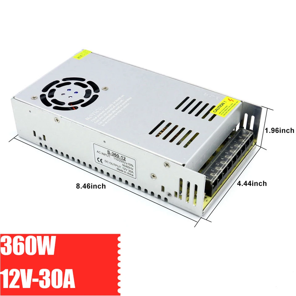 S-360-12 AC až DC 12V prepínací napájací zdroj 30A 360W LED SACIONATION MONIGENTING MONIGENTING OGERISTRAGE SDEL TRANSFORMER