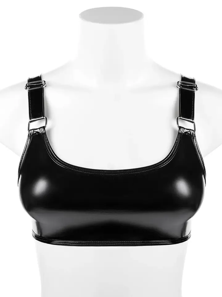 S-3XL faux lesklý PU kožené kožené camis mokrý vzhľad pvc bustier plodina top na nohy horúci sexy bikini nádrže Tops Croptop bez rukávov orezaný bez rukávov