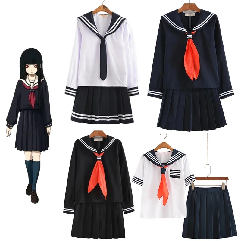 S-3xl Jigoku shoujo Enma Ai letný námorník Škola Uniforma Študenti Tops Topy Topy Swater Anime Cosplay kostýmy C30153AD