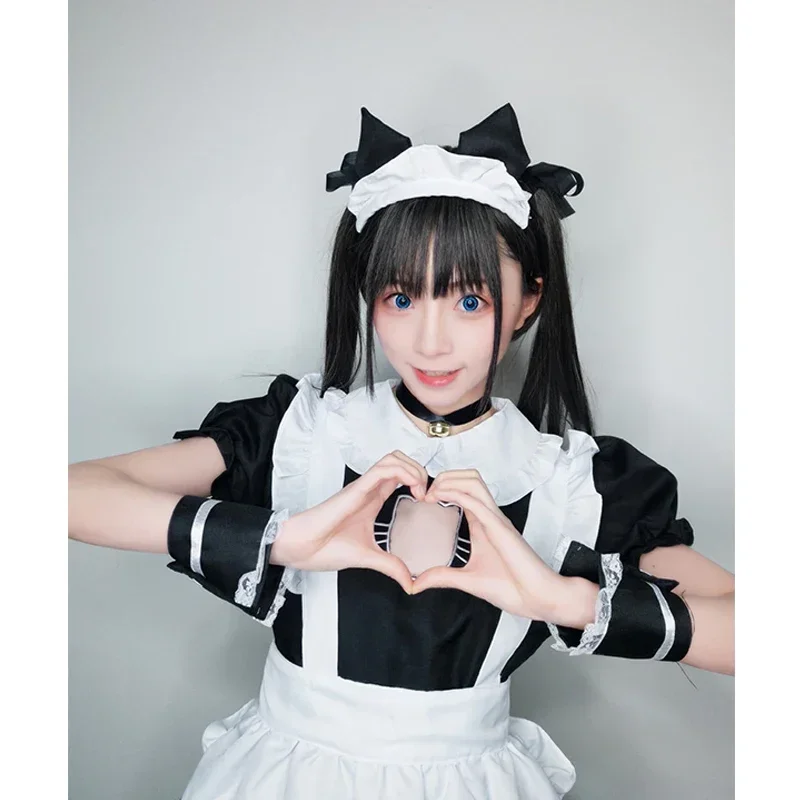 S-4XL Čierna biela mačka slúžka Sexy lolita anime roztomilé mäkké dievča slúžka Uniforma