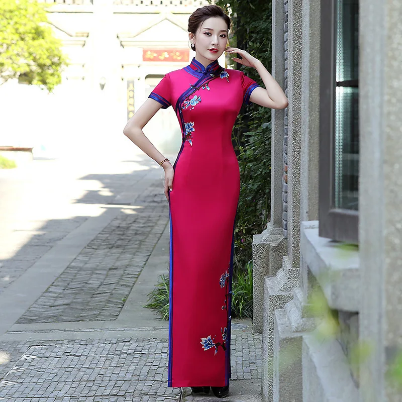 S-5xl Jade Orchid Cheongsam 2025 Nový čínsky štýl dlhý štýl mladý štýl Vyšívaný štíhly etiketa módny cheongsam