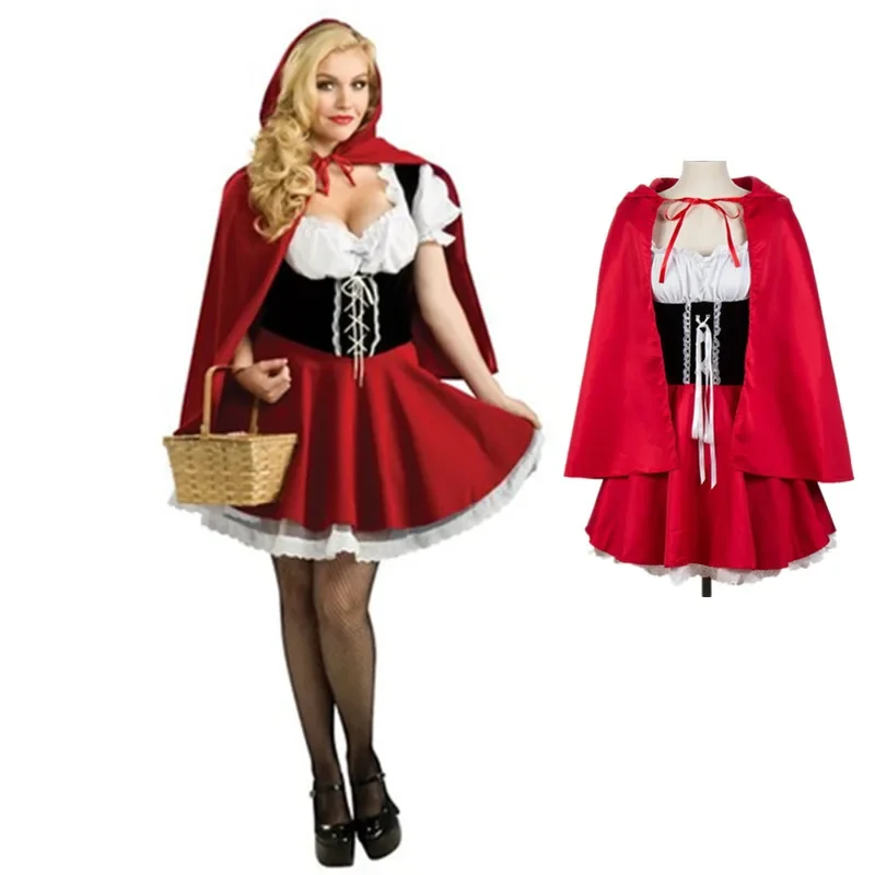 S-6XL dospelé ženy malé červené jazdecké kostýmy anime fantasy hry Uniformy Halloween Party Fancy Dress Cosplay