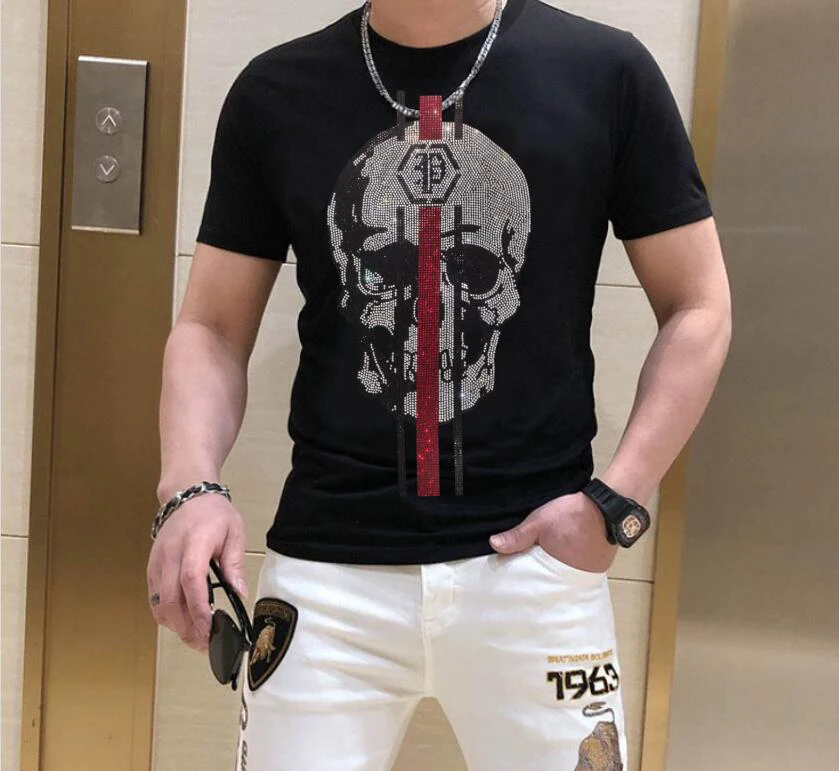 S-6XL Streetwear Men Diamonds letné pánske kamienky SHAPLES Grafické tričko Mužské módne odpaliská ležérne anime topy anime topy
