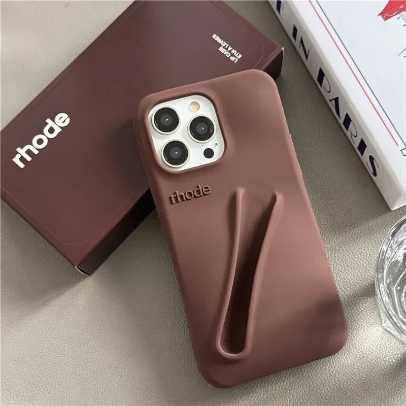 S krabičkou mäkkého silikónového puzdra pre iPhone 16 15 14 13 12 11 Pro Max Plus rúž prenosný prenosný kryt držiaka držiaka na pery