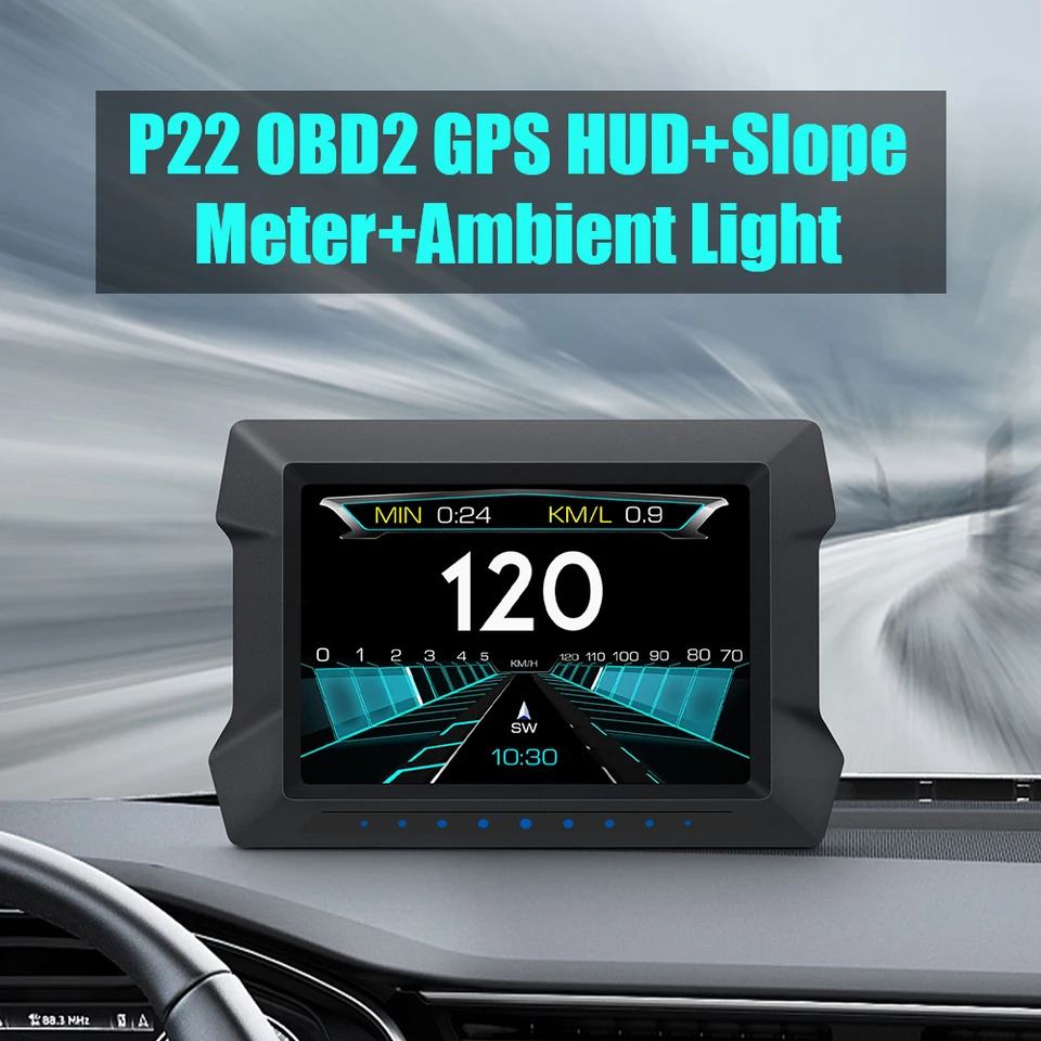 S nadmerným rýchlom alarmom s nízkym napätím P22 duálny systém HUD OBD2 GPS sklon svahu nahor hlavu nahor Displej rýchlomer automobilová elektronika