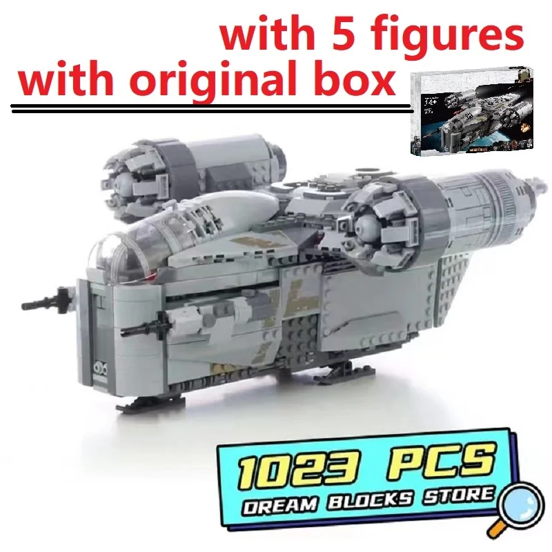 S originálnym boxom The Razor Crest 21023 75292 Hračky kozmickej lode Model Star Plan Building Blocks Blocks Airship Bricks