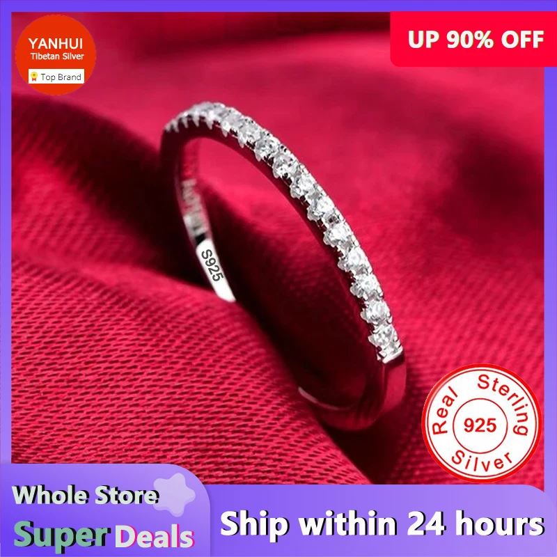 S povereniami 925 Sterling Silver Rings pre ženy šumivé 5A Zirkónia Diamant Svadobná skupina nevesty