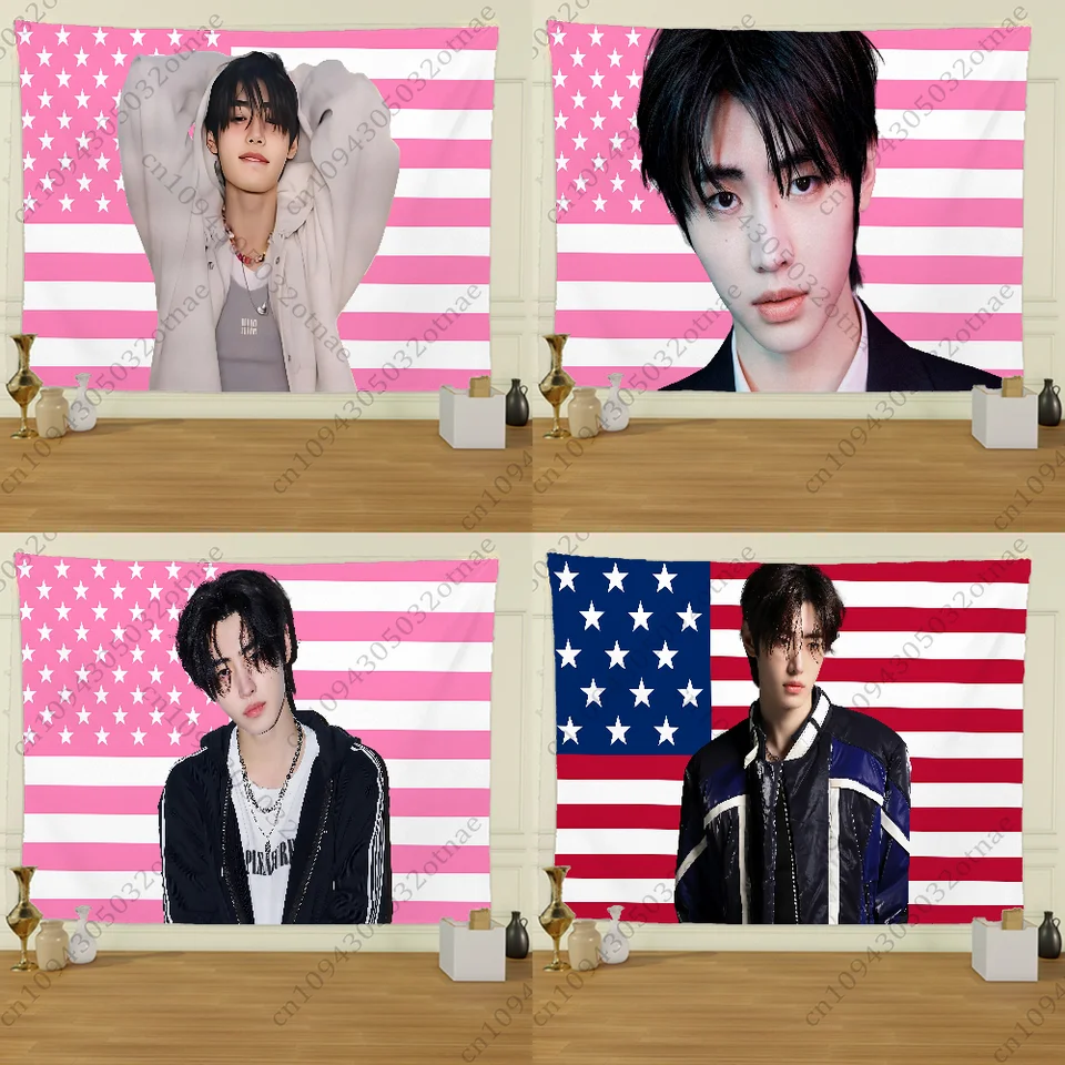 S-sancoviny horúce dievčatá KPOP American Flag Tapestry Funner Banner pre vysokú školu spálňa vonkajšia obývacia izba nástenná dekorácia
