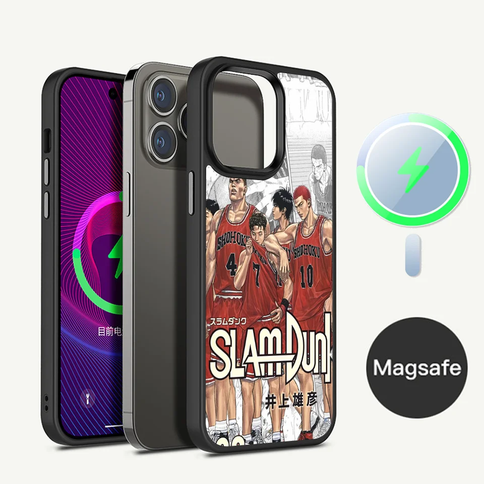S-Slam D-Dunk Anime Pase Puzdro Magnetické puzdro pre iPhone 16 14 13 12 11 15 Pro Max Plus pre Magsafe Wireless Cover Cover