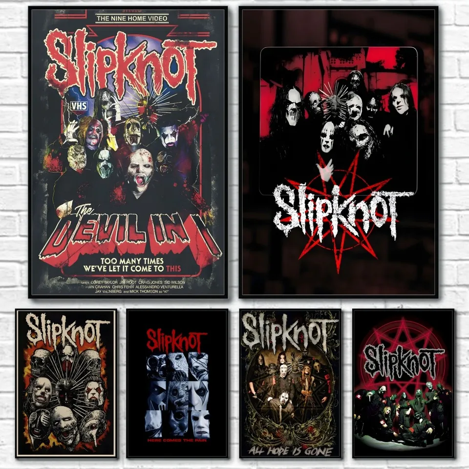 S-Slipknot Rock Roll Band retro plagát lepkavá nástenná tlač