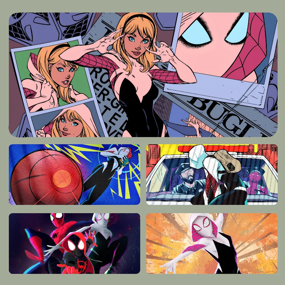 S-Spider-Man Gwen Gamer Mouse MousePad Veľký počítačový herný príslušenstvo Mousepads Desk Desk Rats Proti-sklip laptop softvérová podložka myši