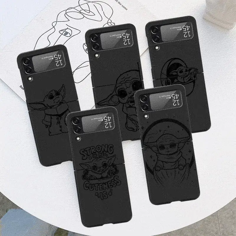 S-Star W-Wars Roztomilý puzdro pre Samsung Galaxy Z Flip 4 3 5 5G Flip Shockoofus-odolný Capa 6,7 ​​palca Black Hard PC Zflip 4 TELEFÓN PLYT
